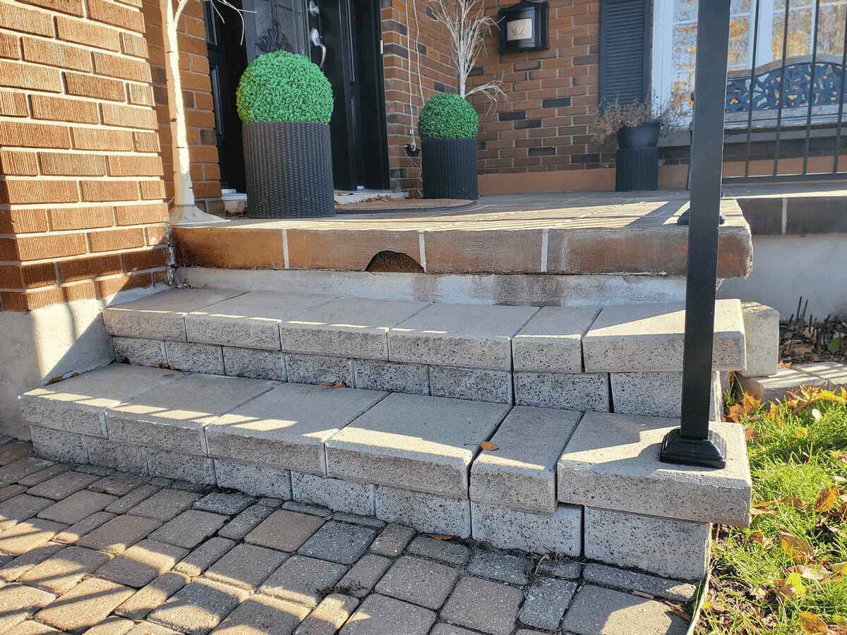 Interlock steps repair front entrance